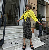 Красивое нежное женское стильное легкое летнее платье макси двойка сарафан с рубашкой 42/46, Желтый