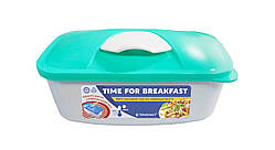 Контейнер харчовий «Time for breakfast» 500 мл мятний з клапаном для підігріву в СВЧ ТМ Тірапласт