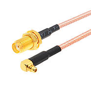 Пігтейл антенний 15см SMA Female (мама) - MMCX кутовий 150мм кабель перехідник для FPV, антен, модемів, радіо, фото 2