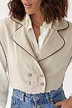 Укорочений жилет на ґудзиках бежевий, фото 4