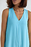 Літній комбінезон вільного фасону блакитний, фото 4