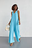 Літній комбінезон вільного фасону блакитний, фото 2
