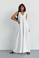 Літній комбінезон вільного фасону — молочний колір, M (є розміри)