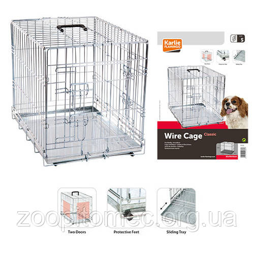 КАРЛІ-ФЛАМІНГО WIRE CAGE 2-х дверна хромована клітка для собак 63*43*49 см