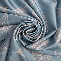 Тканина плательна атлас шовк листок блакитний