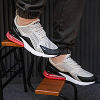 Мужские кроссовки Nike Air Max 270 (белые с черным и красным) стильные летние легкие удобные кроссы 2293