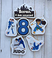 Набор №2 пряники дзюдо дзюдоисты для дзюдоиста мальчика девочки спорт единоборства для торта съедобные фигурки