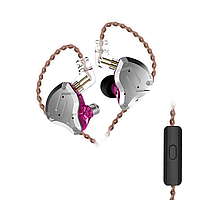 Навушники KZ ZS10 Pro з мікрофоном purple дротові вакуумні