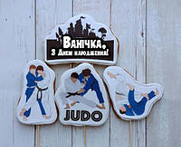 Набор №4 пряники дзюдо дзюдоисты для дзюдоиста мальчика девочки спорт единоборства для торта съедобные фигурки