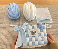 Набор для создания сумки своими руками из трикотажного шнура бело/голубая канва+пряжа ( 3392 )