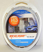 Автомобильные галогенные лампы "REALIGHT" (H3)(+100%)(12V)(55W)