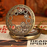 Годинник кишеньковий вінтаж "Vintage Skeleton" у стилі стимпанк із ланцюжком., фото 6