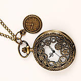Годинник кишеньковий вінтаж "Vintage Skeleton" у стилі стимпанк із ланцюжком., фото 3