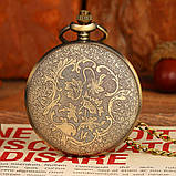 Годинник кишеньковий вінтаж "Vintage Skeleton" у стилі стимпанк із ланцюжком., фото 8