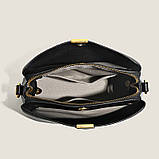 Шкіряна жіноча сумка з натуральної шкіри. Сумочка жіноча маленька з текстильним ремінцем, фото 7