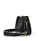 Шкіряна жіноча сумка з натуральної шкіри. Сумочка жіноча маленька з текстильним ремінцем, фото 4