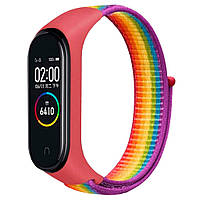 Ремешок Xiaomi Mi Band 7, BeCover Nylon, Red-Rainbow, Красный