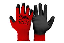 Рукавички трикотажні безшовні MASTERTOOL з нітриловим покриттям долоні 10" 40-42 р червоно-чорні 83-0401