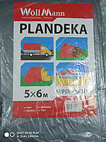 Тент брезент тарпаулін універсальний PLANDEKA SUPER MOCNA 5*6 метра сірий , щільність 110г/м2, армований Woff