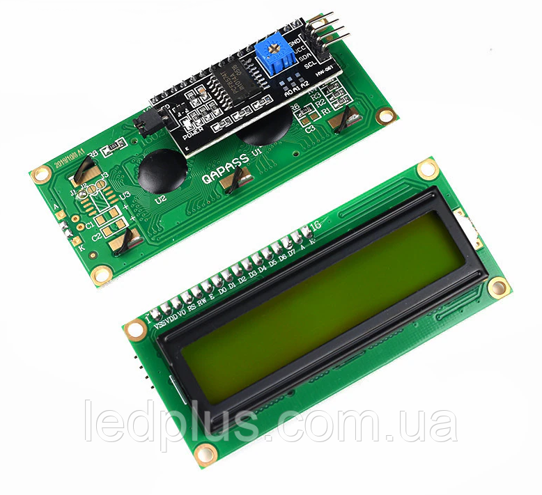 Індикатор РКІ I2C 1602A-YG з підсвіткою LCD 1602