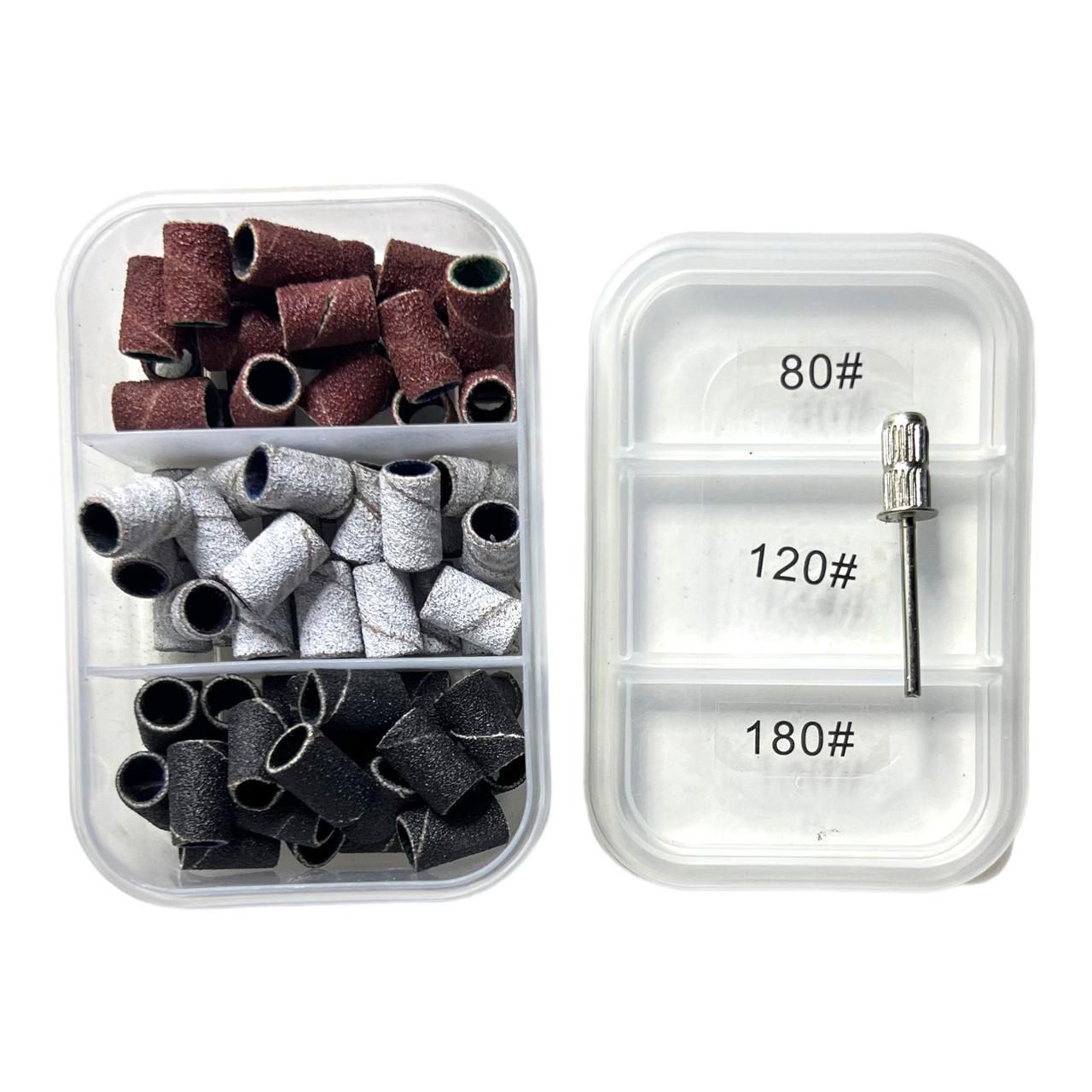 Пісочні ковпачки барабани для педикюру 75 шт і металева основа для них, фото 1