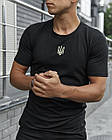 Чоловіча патріотична футболка бавовняна чорна з гербом України тризуб на грудях, фото 5