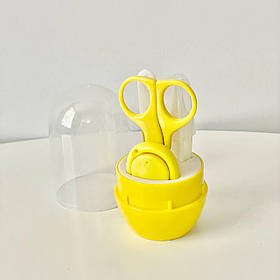 Дитячий гігієнічний набір 4 предмети ножиці + пилка + кусачки + пінцет у футлярі Mumlove Жовтий