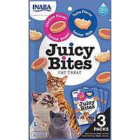 Ласощі INABA "Juicy Bites" для котів, соковиті снеки зі смаком курки і тунця 3*11,3 гр (48 шт в ящ.)