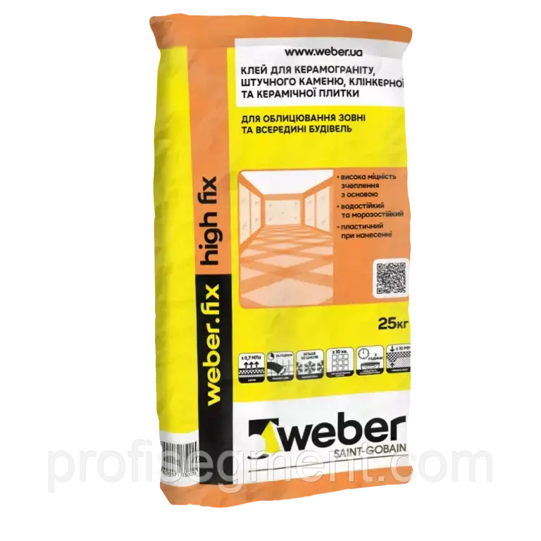 Клей для плитки та керамограніта weber-vetonit high fix 25 кг