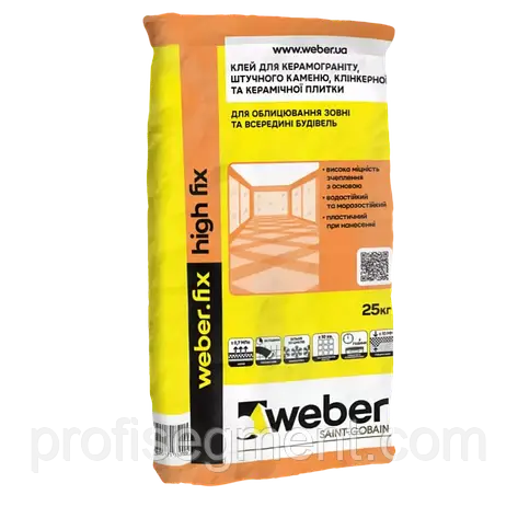 Клей для плитки та керамограніта weber-vetonit high fix 25 кг, фото 2