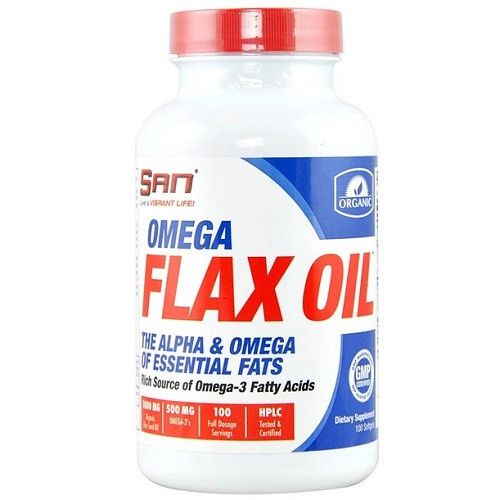 Вітаміни омега 3 SAN Omega Flax Oil (Organic) (100 капсул.), фото 1