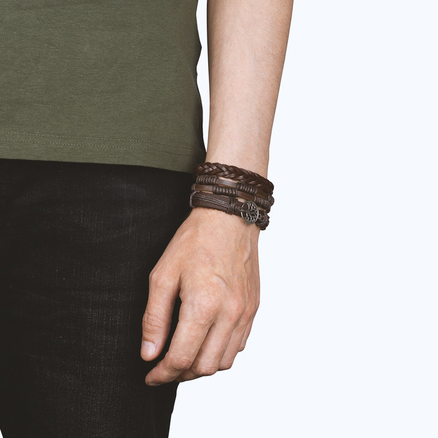 Фото браслет на руку коричневий комплект з 3 шт. Фото браслет на руку коричневий комплект з 3 шт.