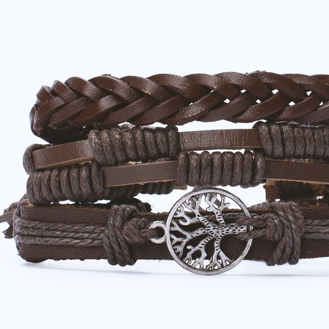 Фото браслет на руку коричневий комплект з 3 шт. Фото браслет на руку коричневий комплект з 3 шт.