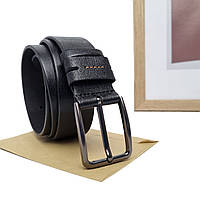 Широкий мужской кожаный ремень черный Арт.01-40-64-26 "Кремень" (Україна)