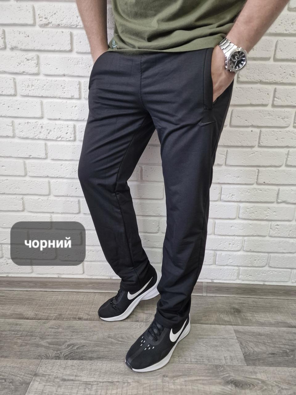 Чоловічі спортивні трикотажні штани розміри 46-54 норма без манжета чорні