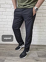 Чоловічі спортивні трикотажні штани розміри 46-54 норма без манжета чорні