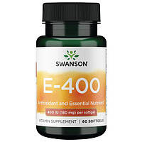 Витамин Е токоферол, Vitamin E, Swanson, 400 мкг, 60 капсул