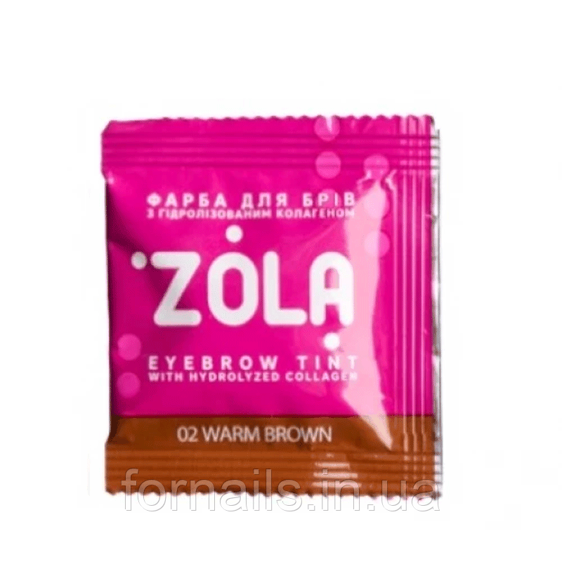 Фарба для брів із колагеном ZOLA Eyebrow Tint With Collagen 02 Warm Brown у саші+окислювач, 5 мл