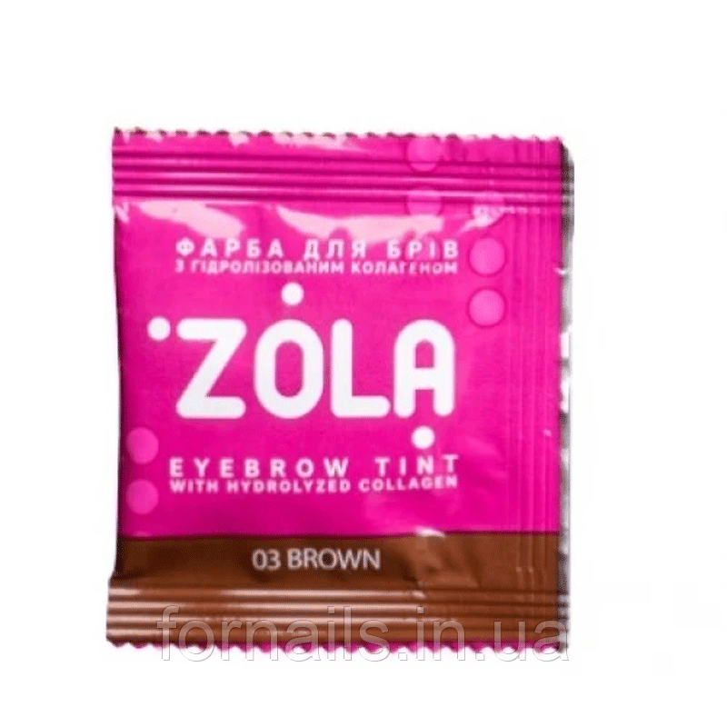 Фарба для брів із колагеном ZOLA Eyebrow Tint With Collagen 03 Brown у саші+окислювач, 5 мл, фото 1