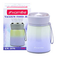 Термос харчовий обідній для супу Kamille Фіолетовий 530мл з нержавіючої сталі KM-2096