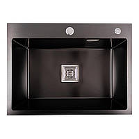 Кухонна мийка Platinum Handmade 5843 PVD HSBB чорна квадратний сифон 3,0/1,0