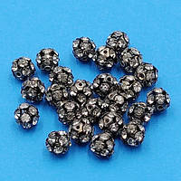 Бусини роздільники металеві 8 мм 24 шт. кулька в стразах