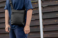 Мужская сумка-мессенджер через плечо Kraft городская барсетка планшетка нагрудь черная из экокожи