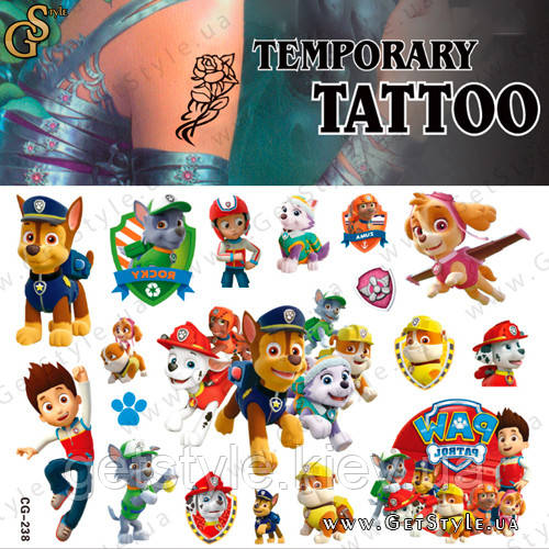 Дитячі татуювання Щенячий патруль PAW Patrol Tattoo Set, фото 1