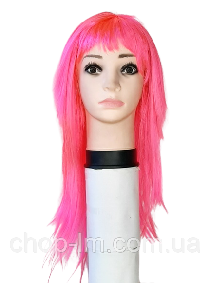 Перука рожевий карнавальний, прямий