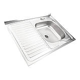 Кухонна мийка накладна Platinum 8060 R Satin 0,5 мм, фото 3