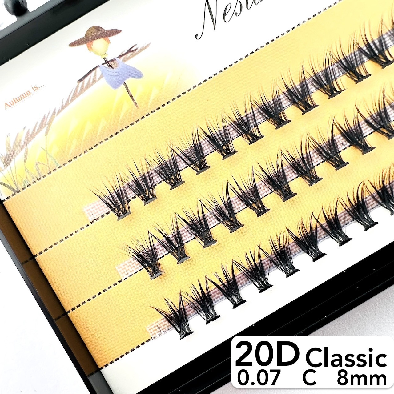 Вії Nesura Eyelash Classic 20D, 0,07, вигин C, 8 мм, 60 пучків накладні вії пучки Несура 20д класік