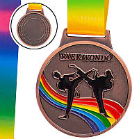 Медаль спортивная с лентой цветная Тхэквондо C-0345 Бронзовый (33508371)
