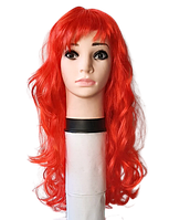 Красный волнистый парик карнавальный (55 см)
