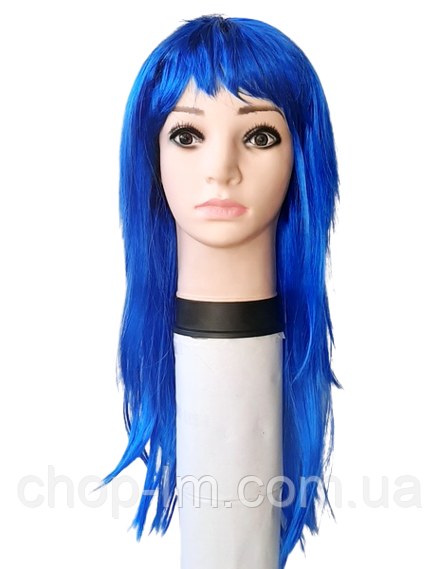 Синій штучний прямий перуку (55 см)